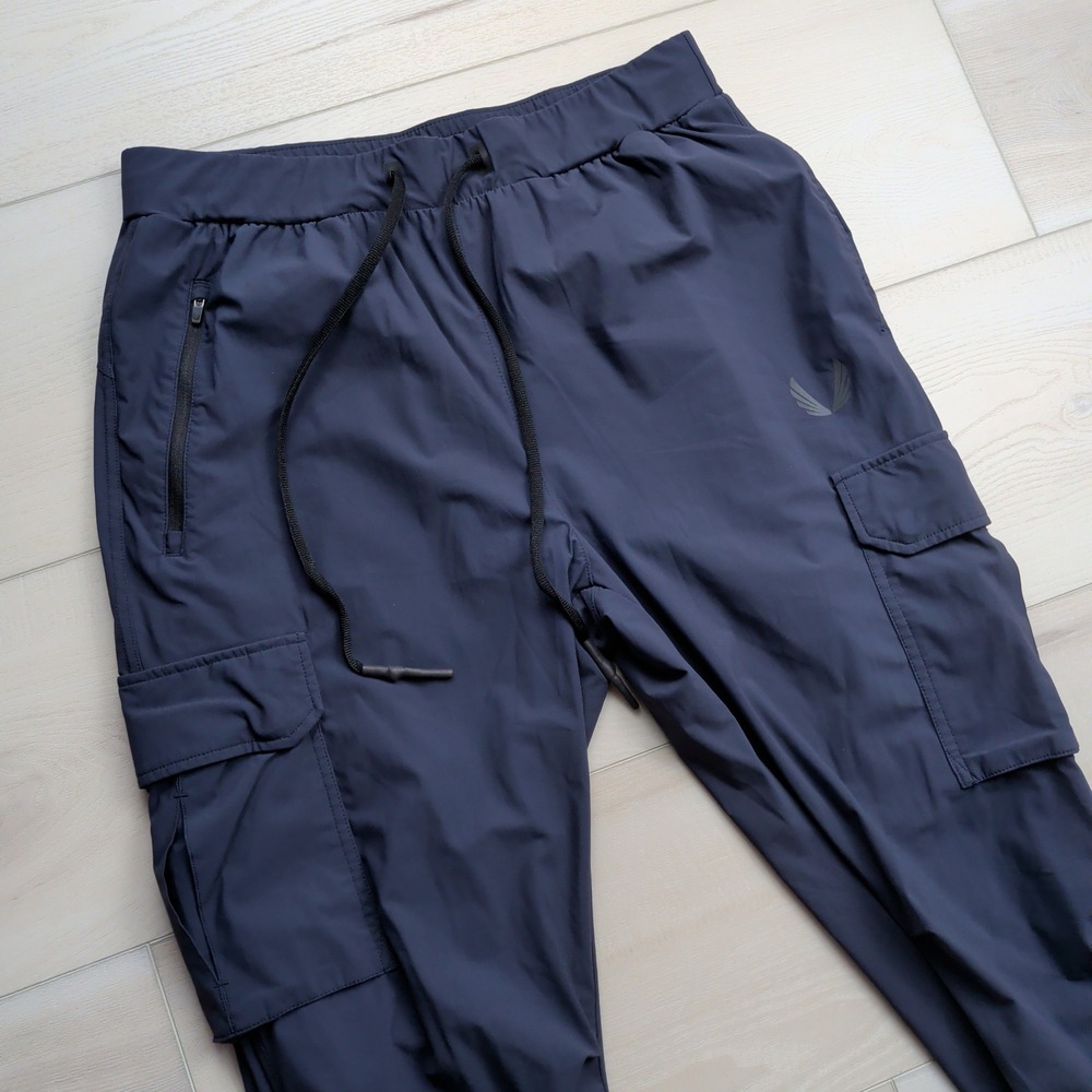 ASRV Tetra-Lite Cargo High Rib Joggers Mens L Navy Blue Training Pants DSG-0825